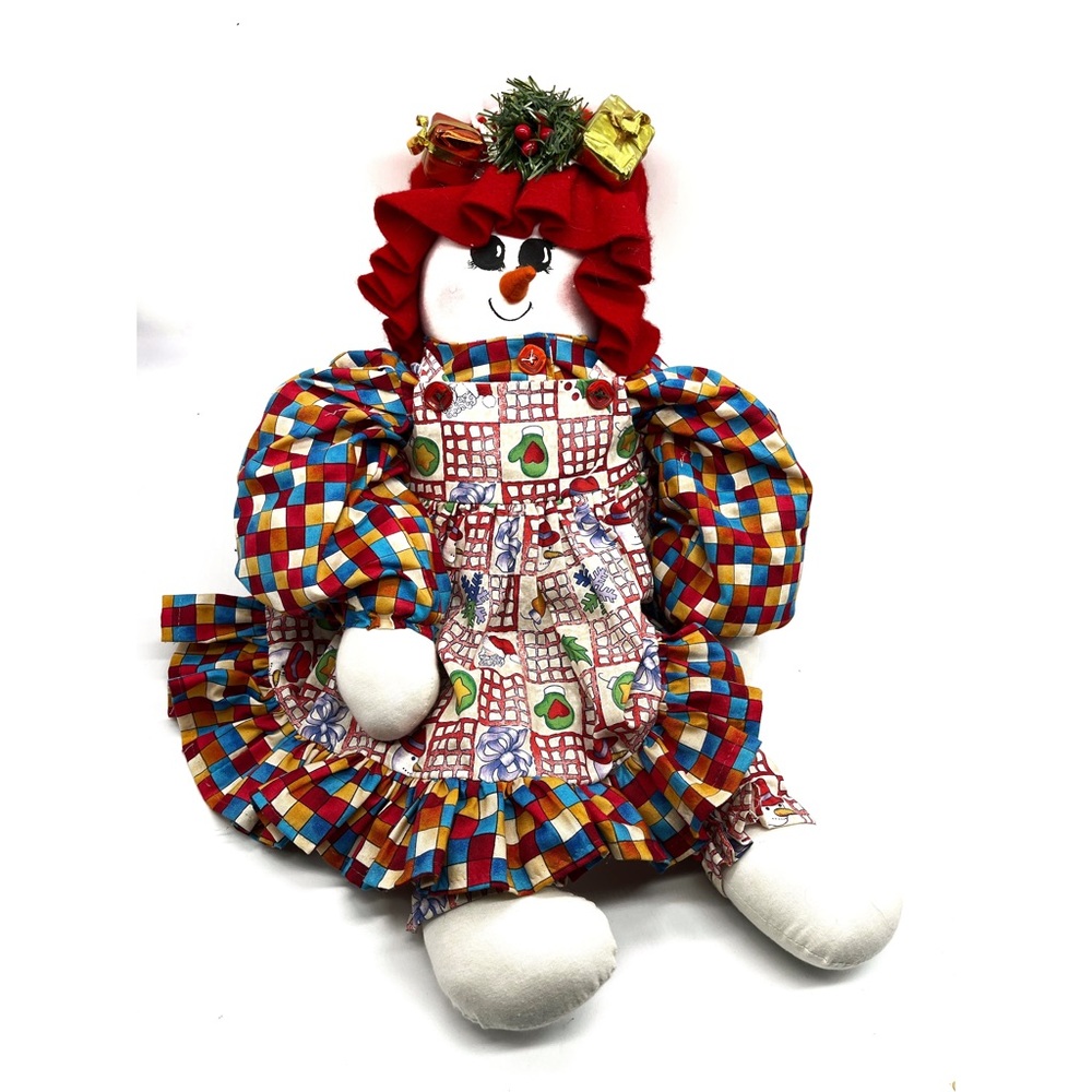 Vintage ca 10”980s Snow Woman Holiday Decor Cabbage kid doll Gifts Christmas